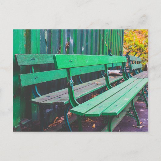 Wachten op Groene Park Benches Briefkaart (Voorkant)