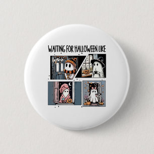 Wachten op Halloween als Schattigee Ghost Coffee H Ronde Button 5,7 Cm