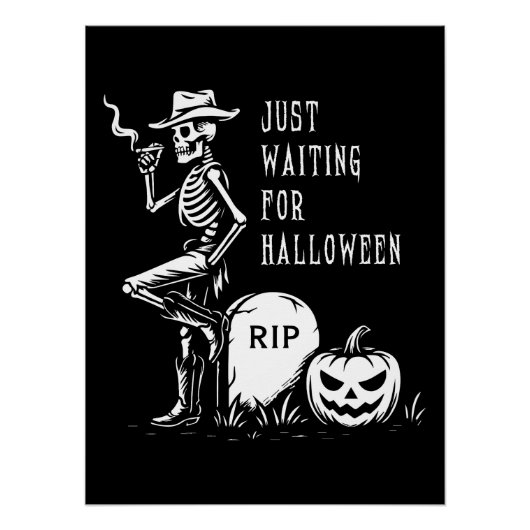 Wachten op Halloween Cowboy Skeleton Perfect Poster (Voorkant)