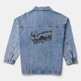 Wachten op Halloween Fun Pumpkin Cat Ghostly Denim Jacket