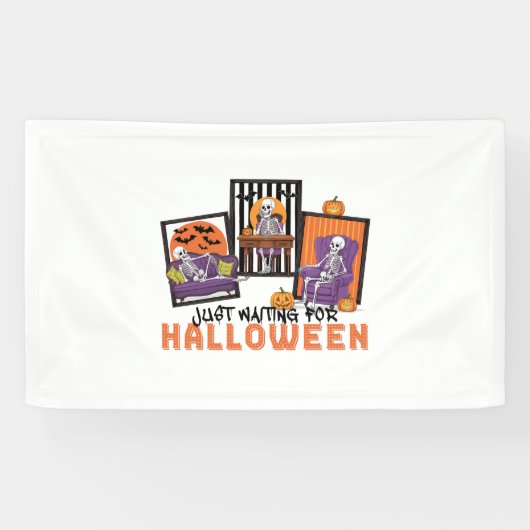 Wachten op Halloween Herfst Vibes Spandoek (Horizontaal)