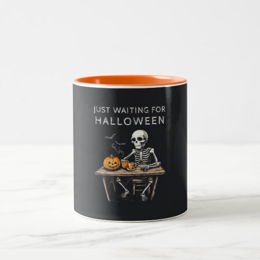 Wachten op Halloween Mok | Grappig skelet (Center)