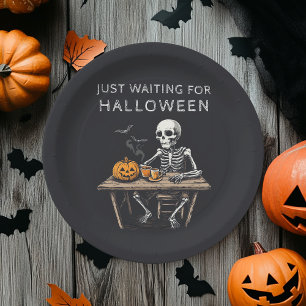 Wachten op Halloween papieren Borden   grappig Papieren Bordje