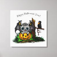 Wachten op Halloween, Schattige Bat en Raven