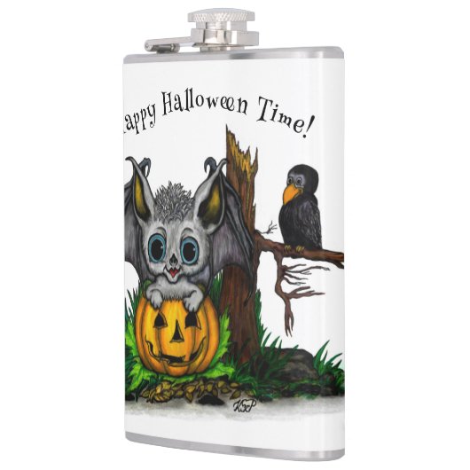 Wachten op Halloween, Schattige Bat en Raven Heupfles (Links)