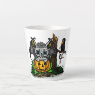 Wachten op Halloween, Schattige Bat en Raven Latte Mok
