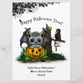 Wachten op Halloween, Schattige Bat en Raven Menu (Voorkant)
