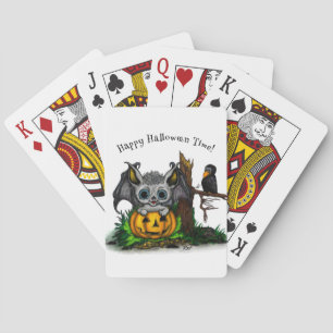 Wachten op Halloween, Schattige Bat en Raven Pokerkaarten