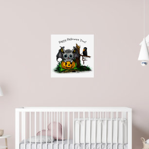 Wachten op Halloween, Schattige Bat en Raven Poster