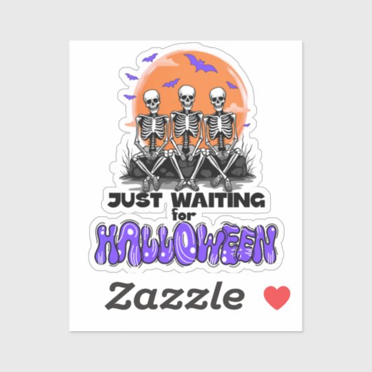 Wachten op Halloween Skeleton Funny Sticker (Vel)