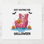 Wachten op Halloween Skeleton Sparkling Wijnetiket (Enkel label)