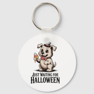 Wachten op Halloween Snoep Dog Fun Sleutelhanger