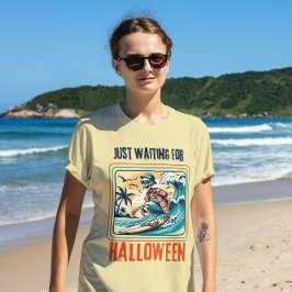 Wachten op Halloween Surfing Skeleton T-shirt