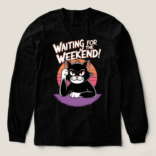 Wachten op het weekend - Grumpy Cat Retro Sunset Tri-Blend Shirt (Voorkant)