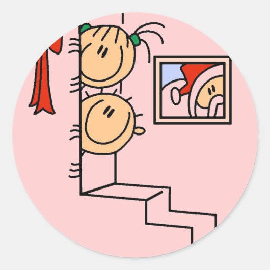 Wachten op Santa T-shirts en cadeautjes Ronde Sticker (Voorkant)