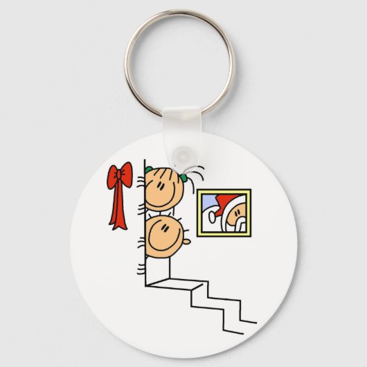 Wachten op Santa T-shirts en cadeautjes Sleutelhanger (Voorkant)