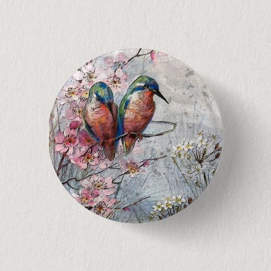 Wachten op Supper Kingfisher Bird Ronde Button 3,2 Cm (Voorkant)