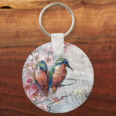 Wachten op Supper Kingfisher Bird Sleutelhanger (Achterkant)