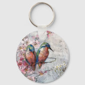 Wachten op Supper Kingfisher Bird Sleutelhanger (Achterkant)