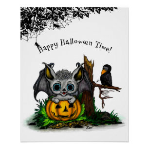 Wachten tot Halloween, Mooie Vleermuis en Raaf Perfect Poster