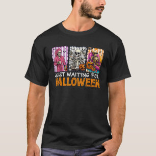 Wachtend op Halloween enge skelet Jack O T-shirt
