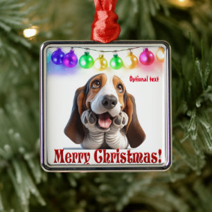 Wachtend op Kerstman Basset Hound Metalen Ornament