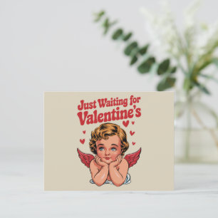 Wachtend op Valentijnsdag Retro Baby Cupid Liefde Briefkaart