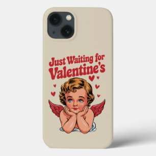 Wachtend op Valentijnsdag Retro Baby Cupid Liefde iPhone 13 Hoesje