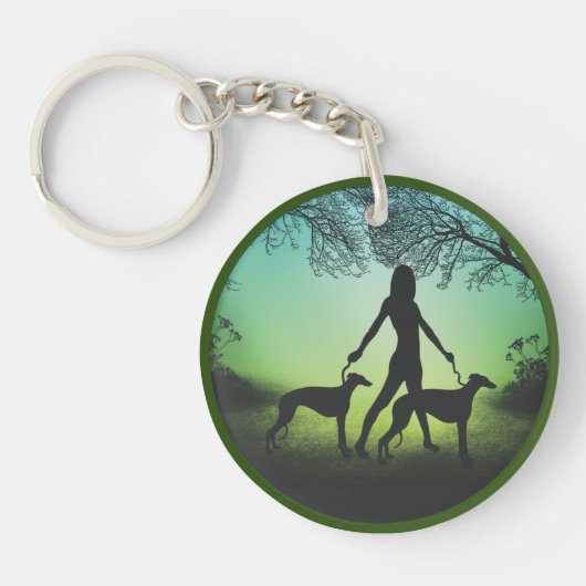 Wachthonden op een Wandeling Sleutelhanger (Voorkant)