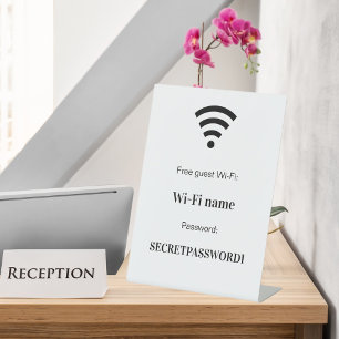 Wachtwoord voor WiFi-netwerk voor gasten Reclamebord Met Voetstuk