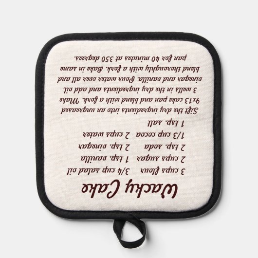 Wacky Cake Vegan Chocolade Cake Recept Pannenlap (Voorkant)