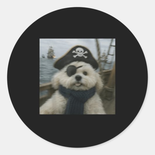 Wacky Dog Funny Odle Sea Dog Rate Meme Nautical Ar Ronde Sticker (Voorkant)