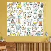 Wacky Doodles: tekenset Canvas Afdruk (Insitu (Woonkamer))