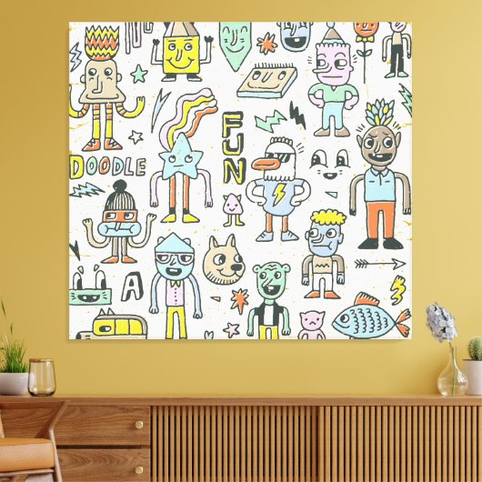 Wacky Doodles:  tekenset Canvas Afdruk (Insitu (Woonkamer))