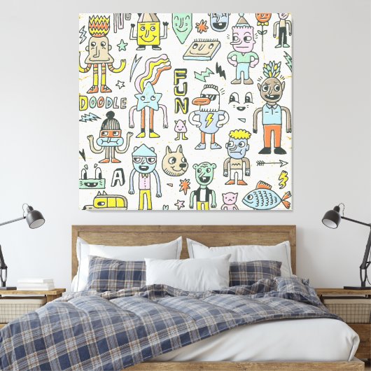 Wacky Doodles: tekenset Canvas Afdruk (Insitu (Slaapkamer))