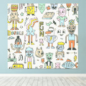 Wacky Doodles: tekenset Canvas Afdruk (Insitu (Houten vloer))