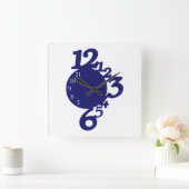 WacKy Fun Unique Royal Navy Blue Square Wall Clock Vierkante Klok (Huis)