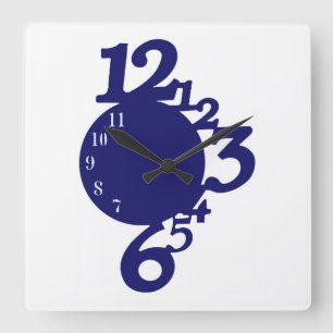 WacKy Fun Unique Royal Navy Blue Square Wall Clock Vierkante Klok