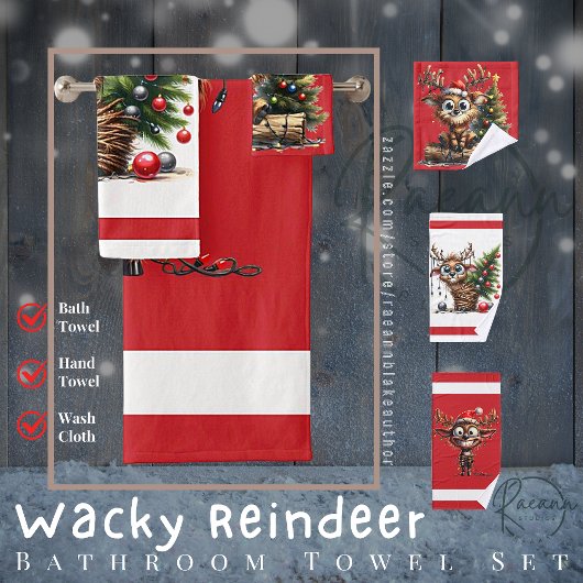Wacky Reindeer Badkamer Handdoek Set