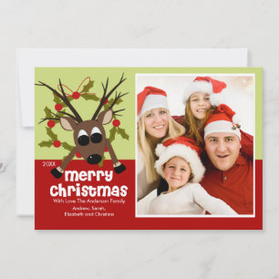 Wacky Reindeer Fun Christmas Flat Carte photo