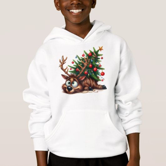 Wacky Reindeer Kind Pullover Hoodie (Voorkant)
