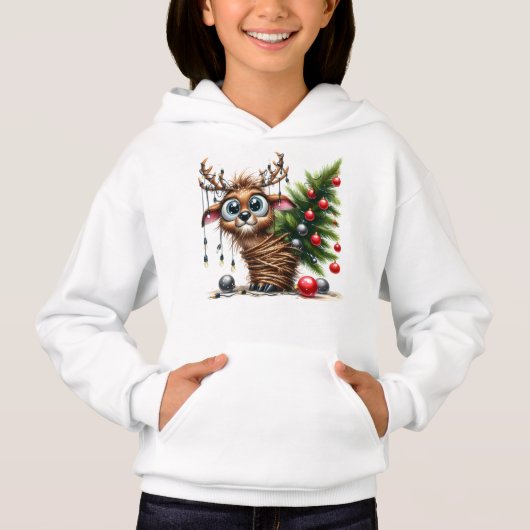 Wacky Reindeer Kind Pullover Hoodie (Voorkant)