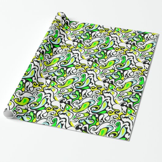 Wacky Retro Swirl 3 Cadeaupapier (Uitgerold)