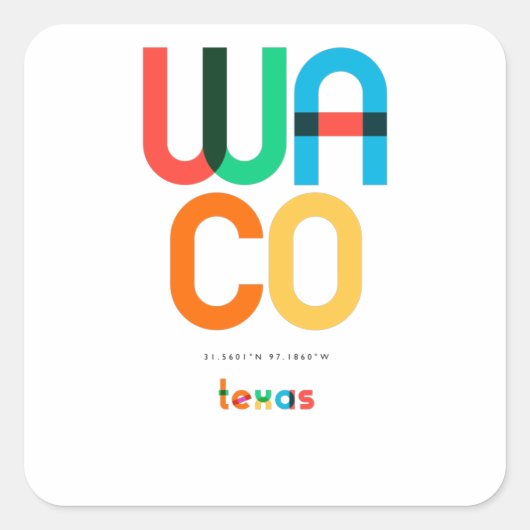 Waco Texas Mid Century, Pop Art, Vierkante Sticker (Voorkant)
