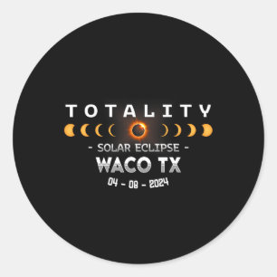 Waco TX Totaal Zonsverduistering 2024 Ronde Sticker