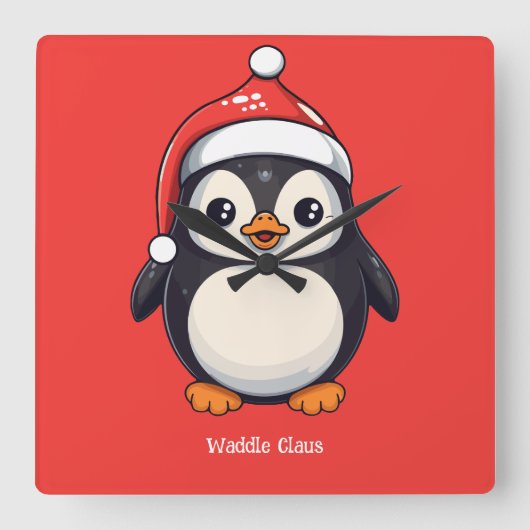 Waddle Claus Vierkante Klok (Voorkant)