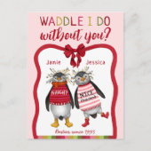 Waddle ik doe het zonder jou? Penguin Bestie Chris Feestdagenkaart (Voorkant)