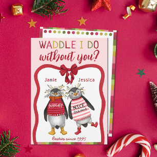 Waddle ik doe het zonder jou? Penguin Bestie Chris Feestdagenkaart