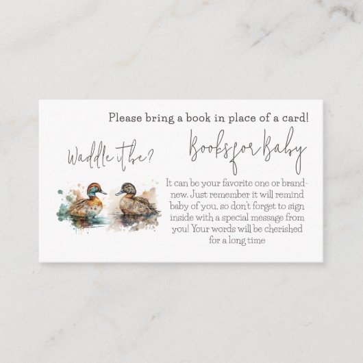 Waddle It Be Duck Geslacht onthullen Boek Verzoek Informatiekaartje (Voorkant)