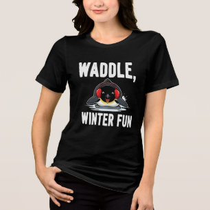 Waddle Winter Pret - Cute Pinguïn Kerstontwerp  Tri-Blend Shirt